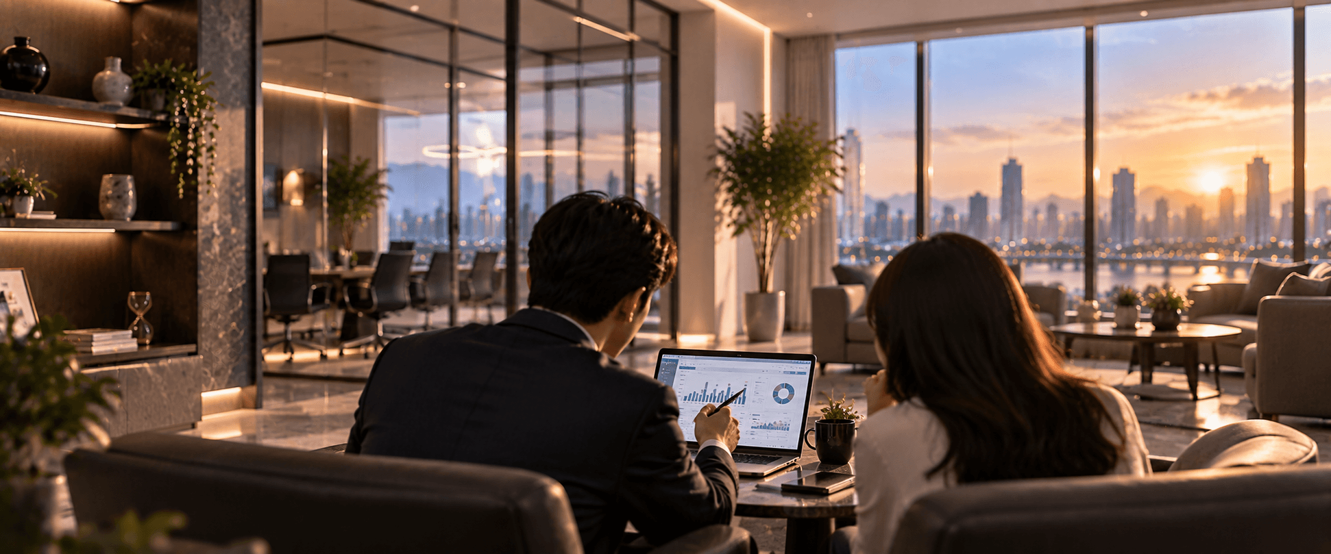 세무 상담 중인 사무실 전경